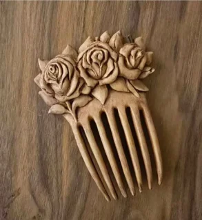 شانه چوبی گل رز